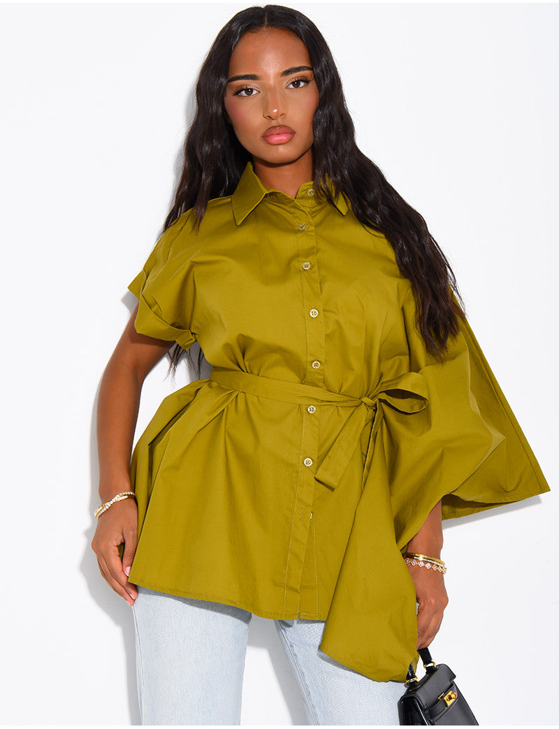 Chemise asymétrique à nouer à la taille