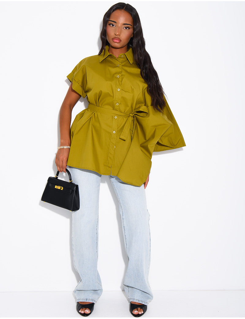 Chemise asymétrique à nouer à la taille