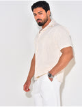 Chemise à motifs brodés en lin