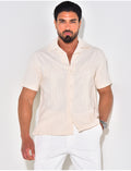 Chemise à motifs brodés en lin