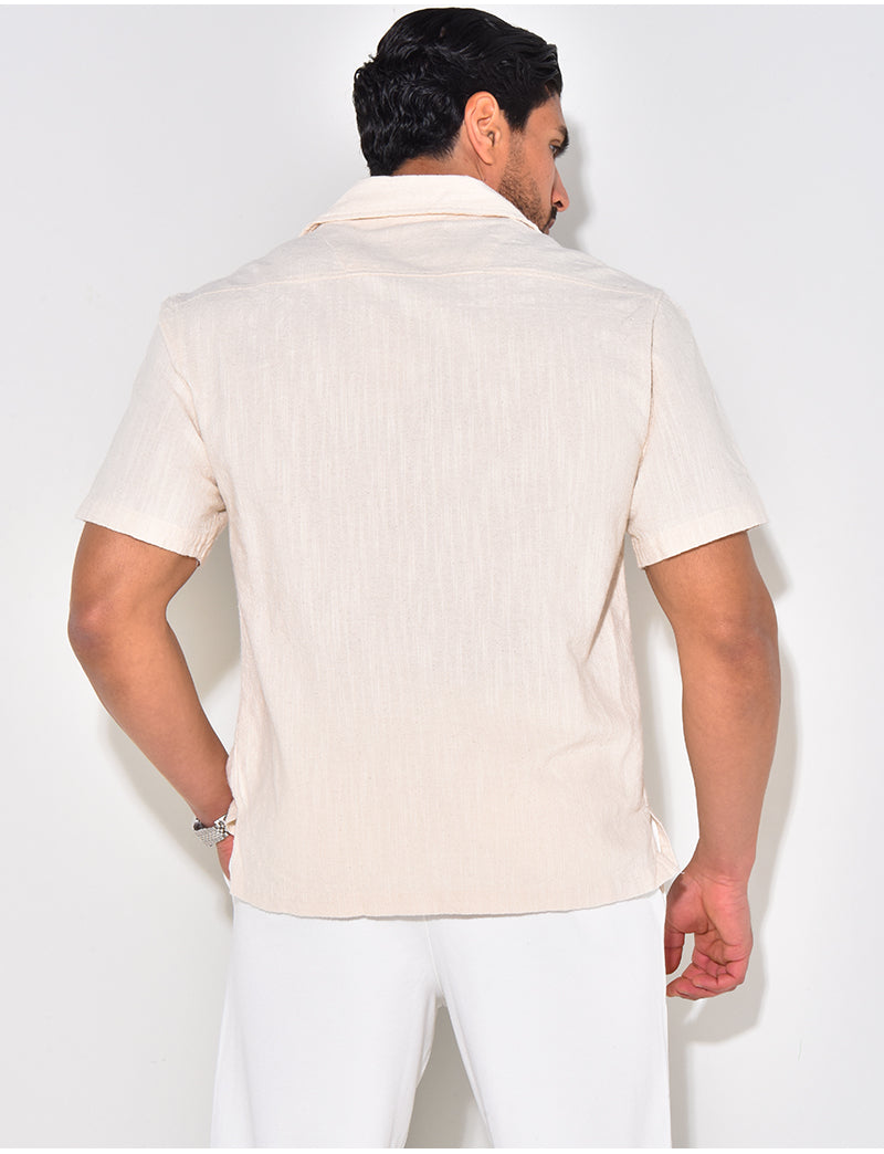Chemise à motifs brodés en lin