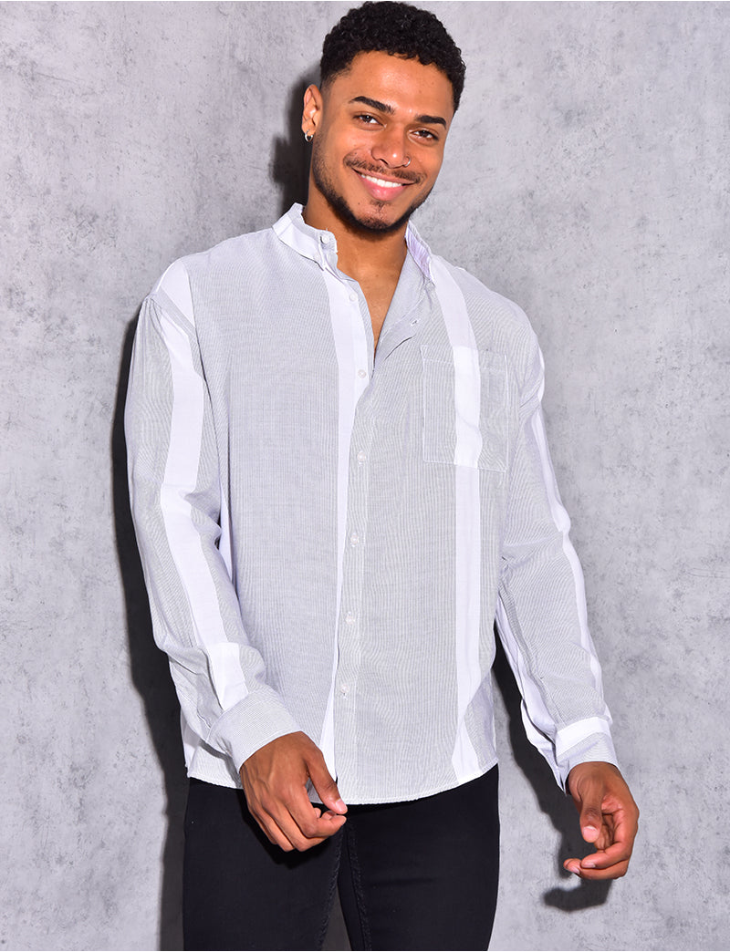 Chemise à rayures fine manches longues