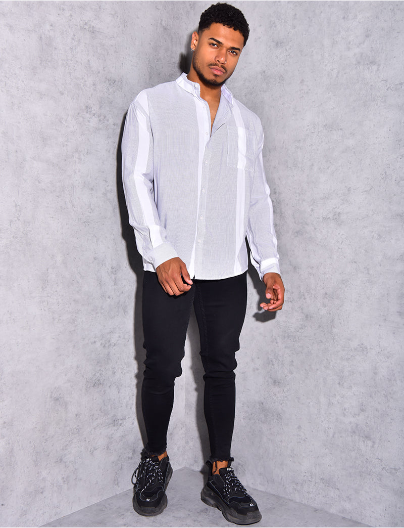 Chemise à rayures fine manches longues
