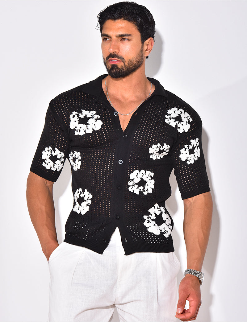 Chemise ajourée à fleurs