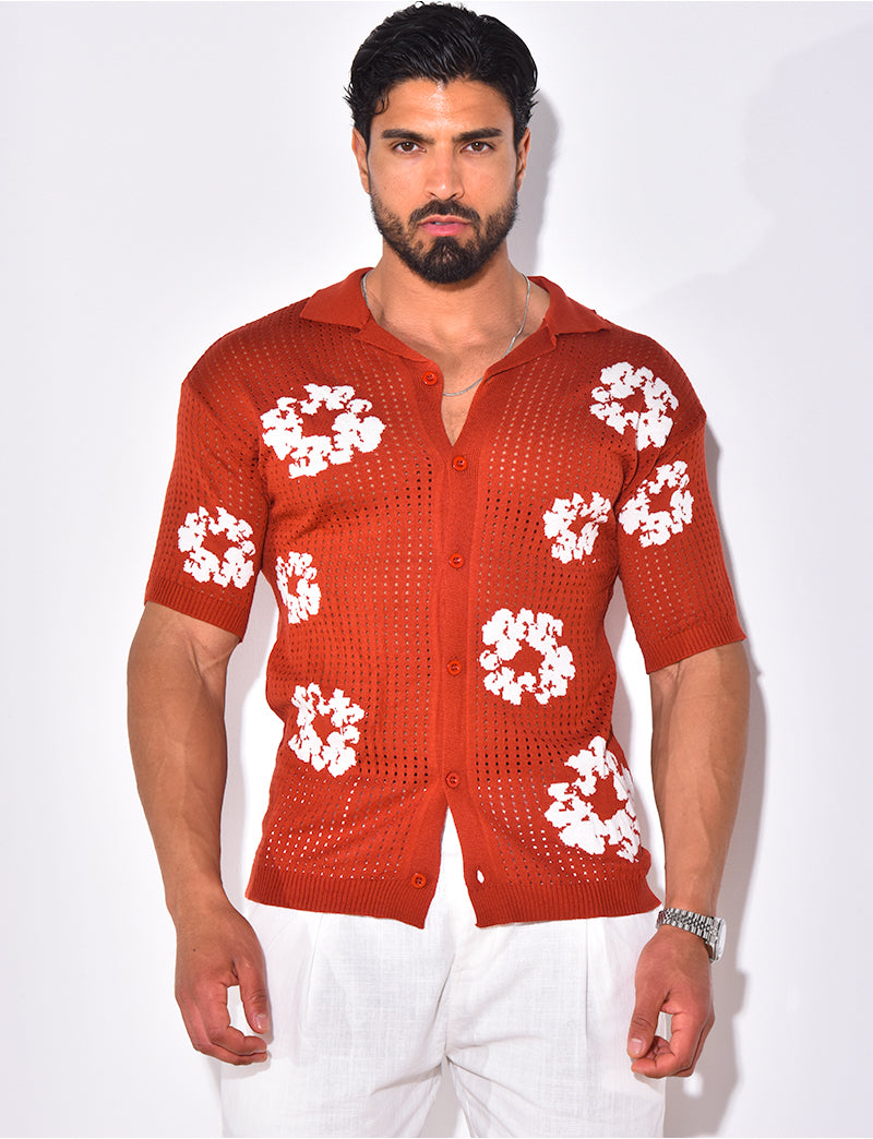 Chemise ajourée à fleurs