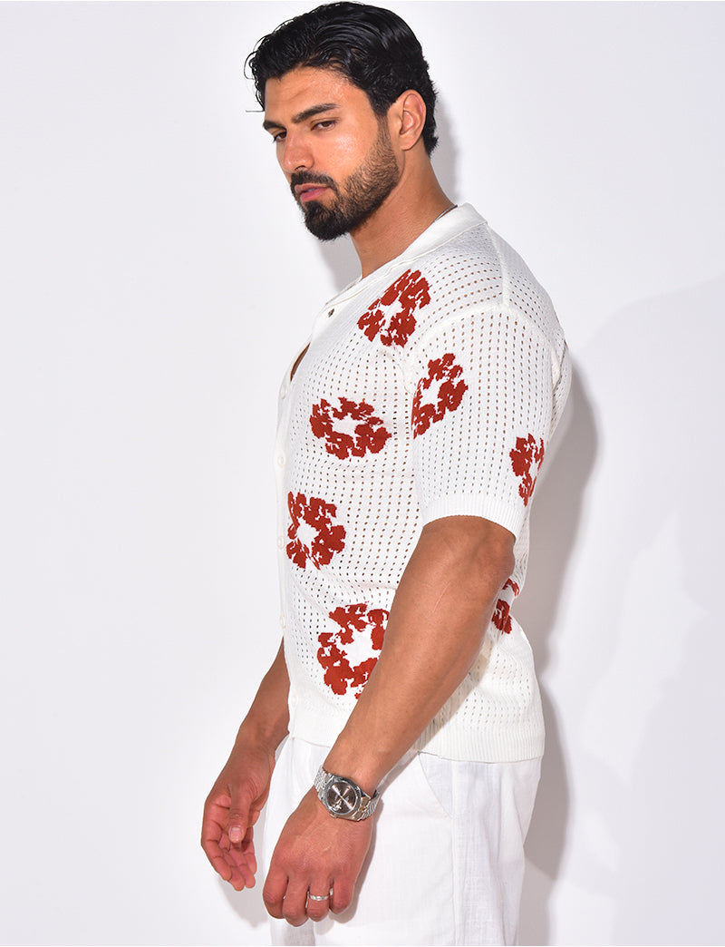 Chemise ajourée à fleurs