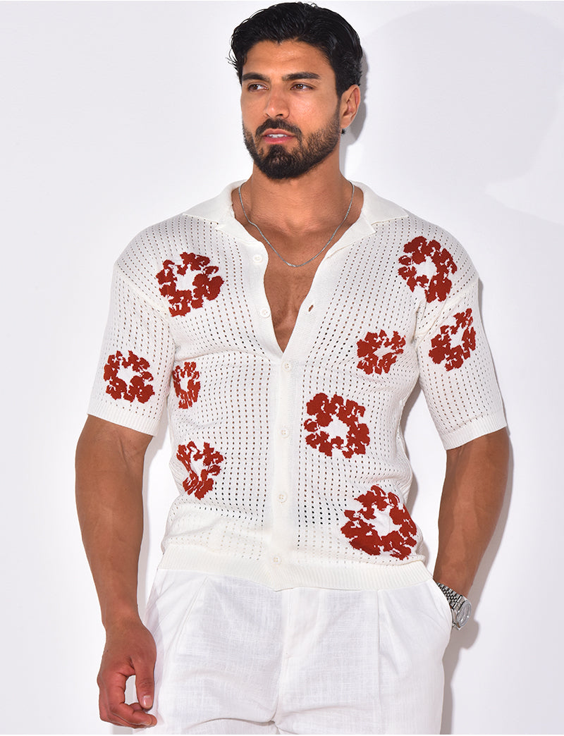 Chemise ajourée à fleurs