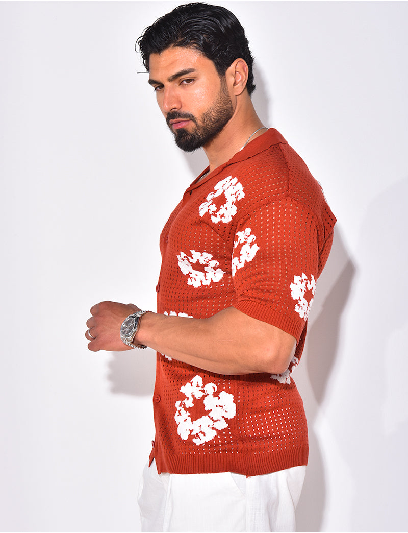 Chemise ajourée à fleurs