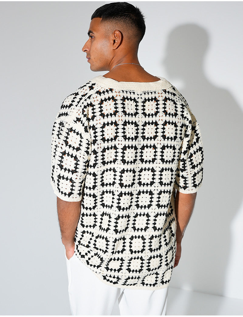 Chemise ajourée à motifs