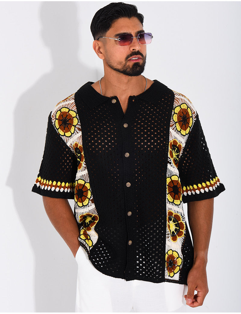 Chemise ajourée à motifs
