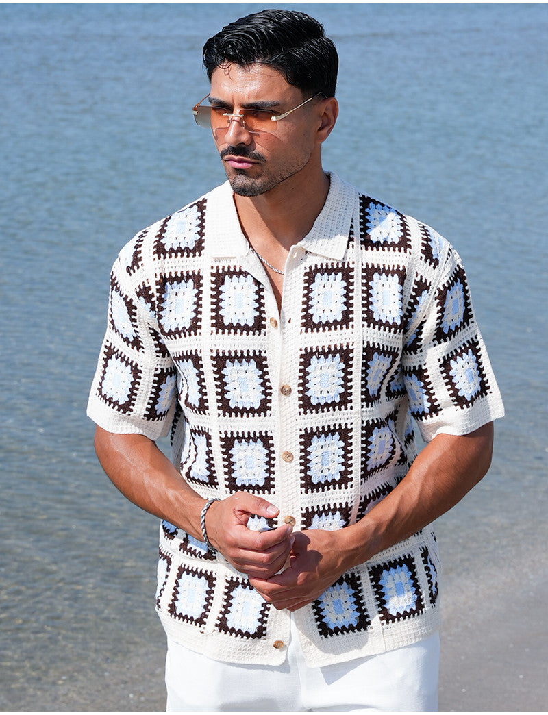 Chemise ajourée à motifs