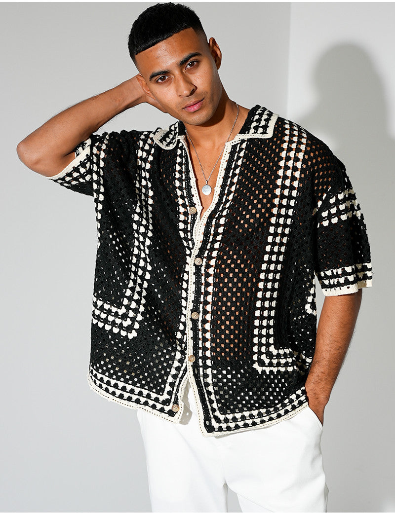 Chemise ajourée à motifs