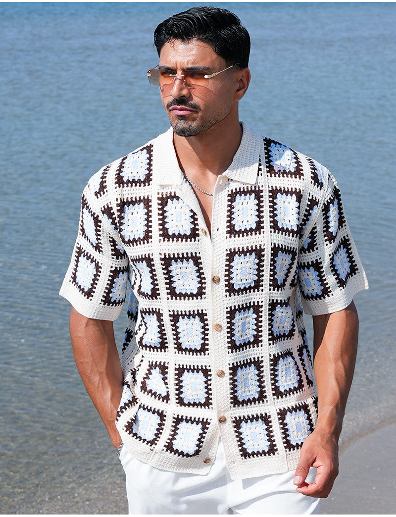Chemise ajourée à motifs