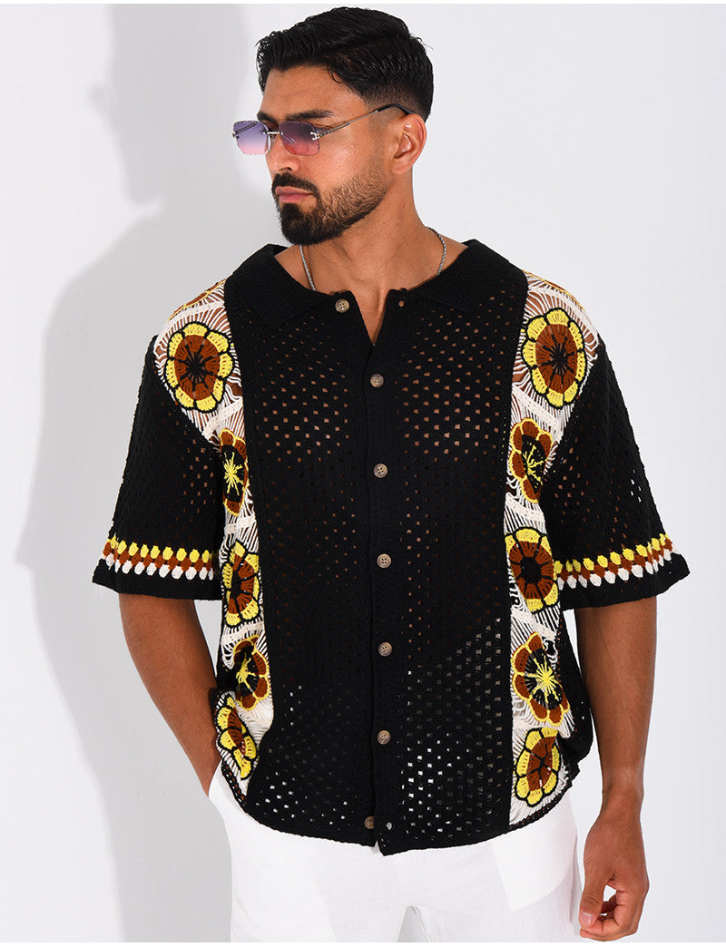 Chemise ajourée à motifs