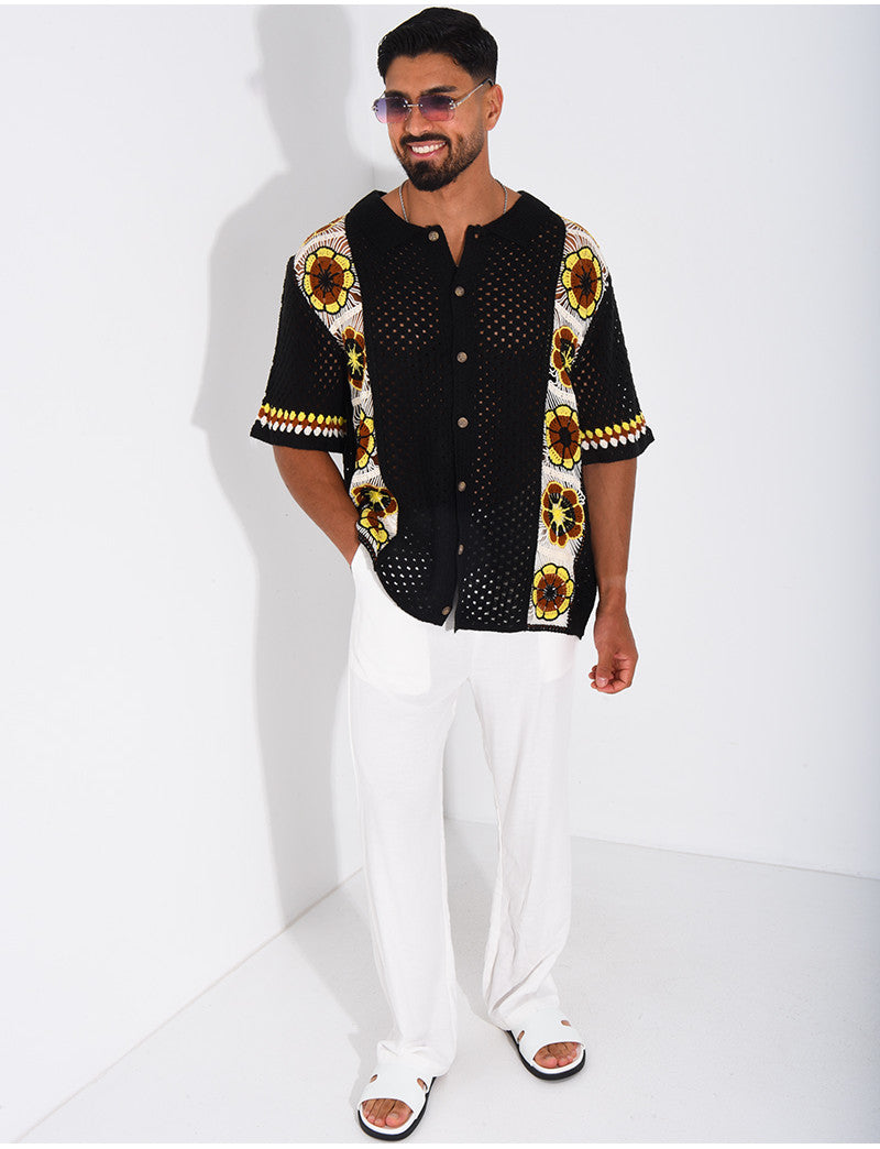 Chemise ajourée à motifs