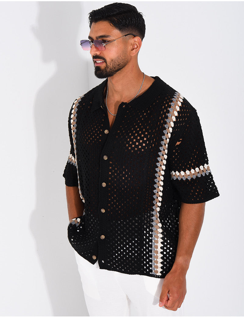Chemise ajourée à motifs