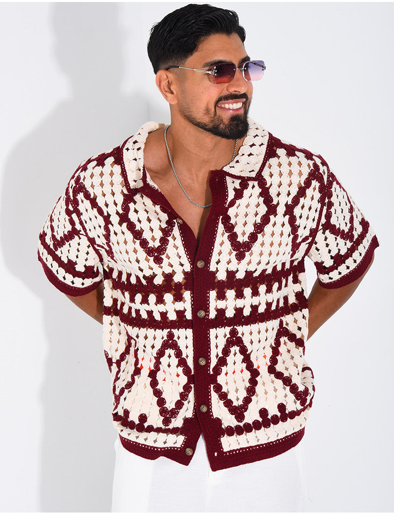 Chemise ajourée à motifs