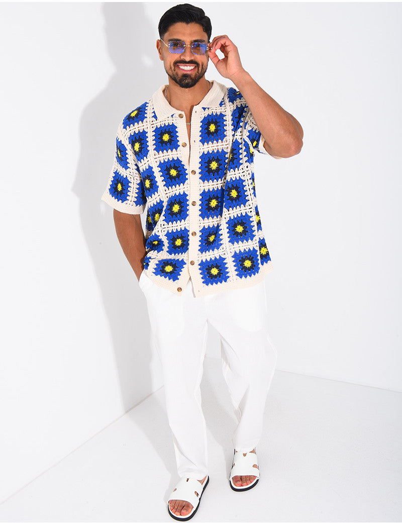 Chemise ajourée à motifs