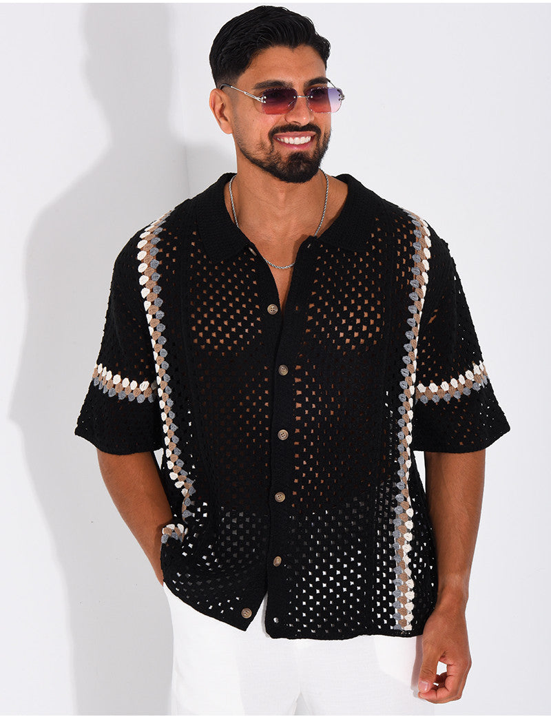 Chemise ajourée à motifs