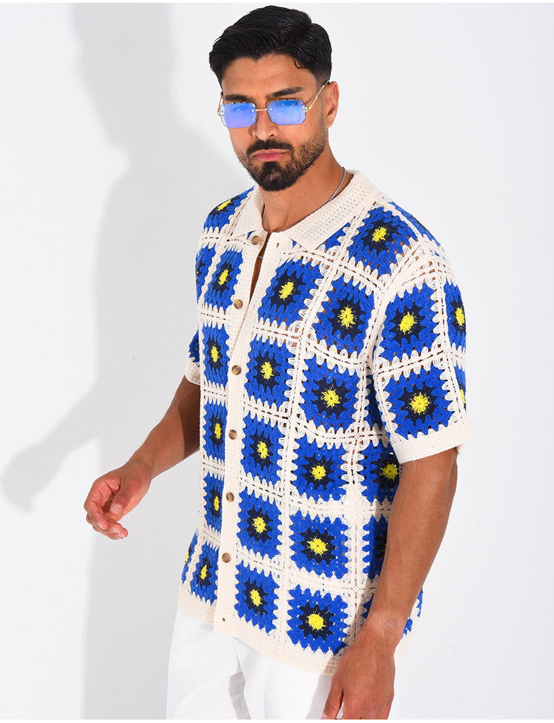 Chemise ajourée à motifs