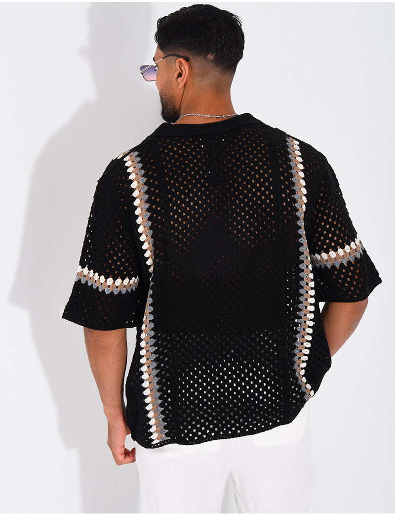 Chemise ajourée à motifs