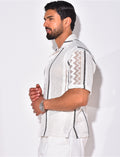 Chemise ajourée à rayures verticales