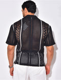 Chemise ajourée à rayures verticales