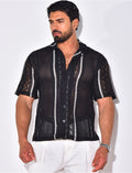 Chemise ajourée à rayures verticales