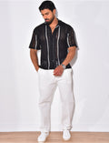 Chemise ajourée à rayures verticales
