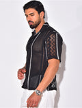 Chemise ajourée à rayures verticales