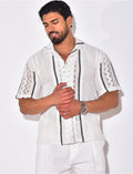 Chemise ajourée à rayures verticales