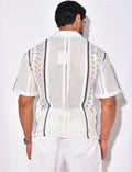 Chemise ajourée à rayures verticales