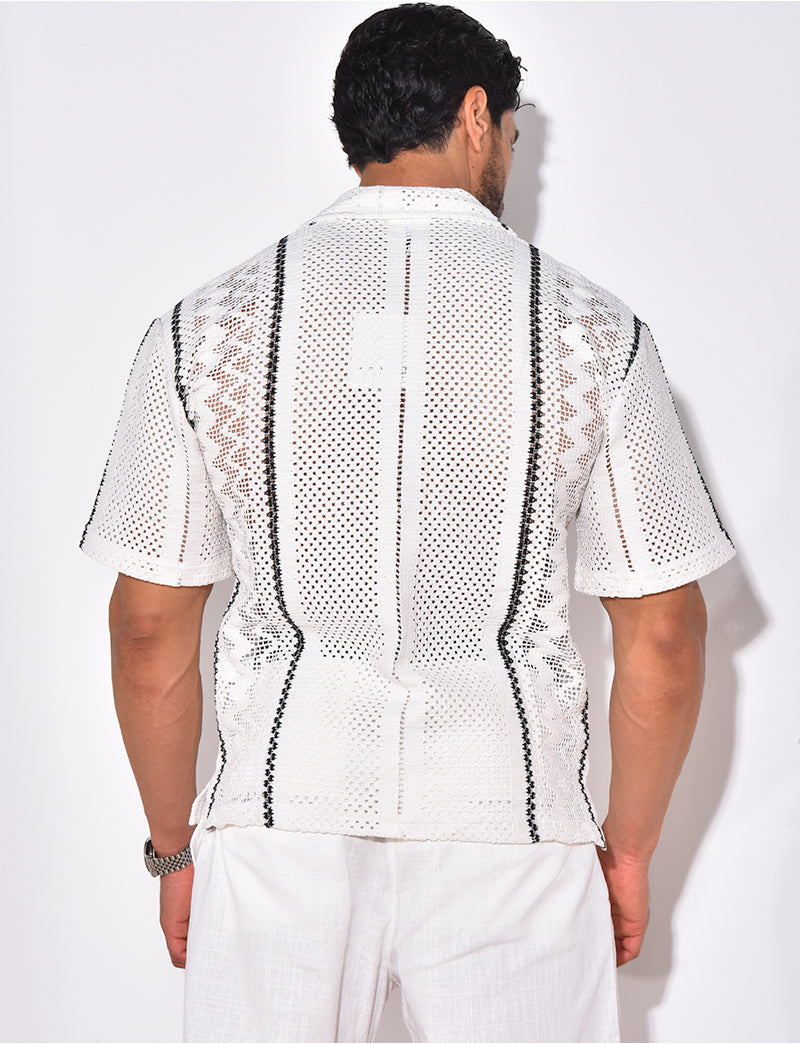 Chemise ajourée à rayures verticales