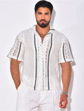 Chemise ajourée à rayures verticales