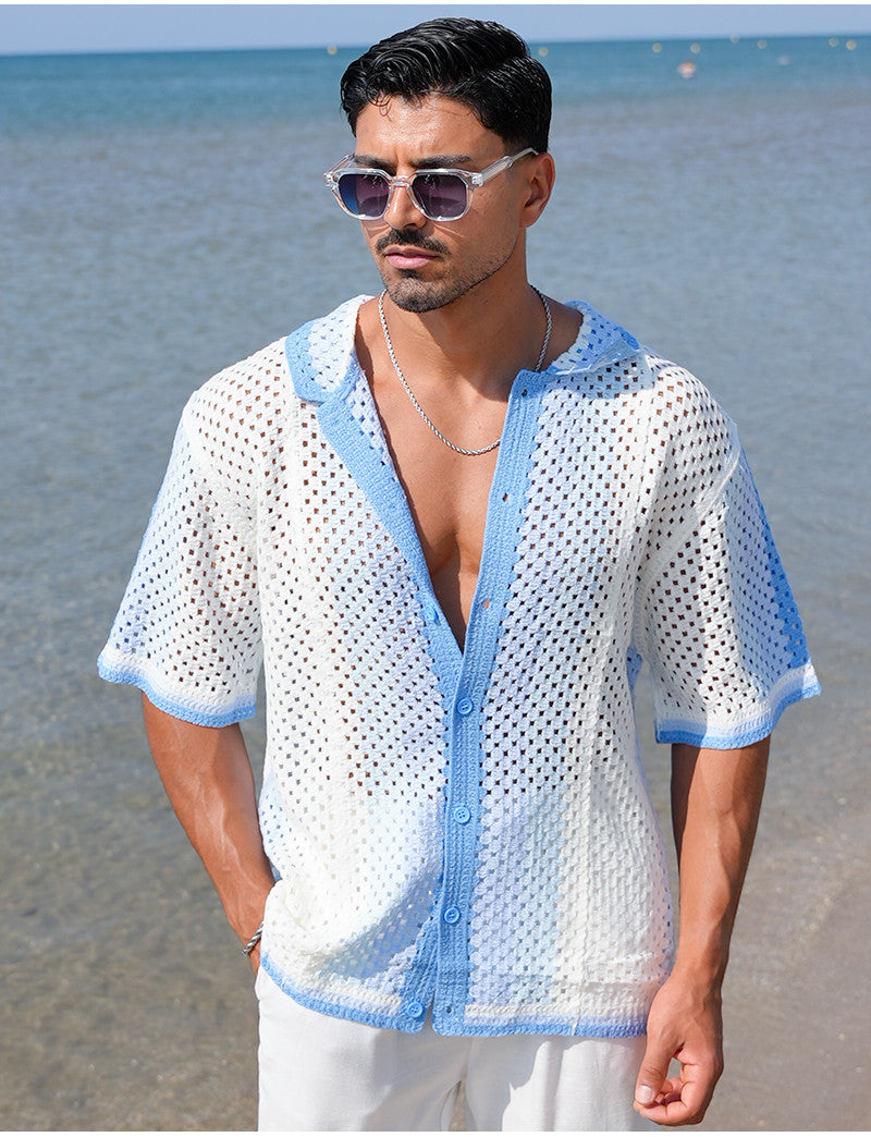 Chemise ajourée à rayures