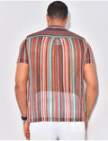 Chemise ajourée à rayures