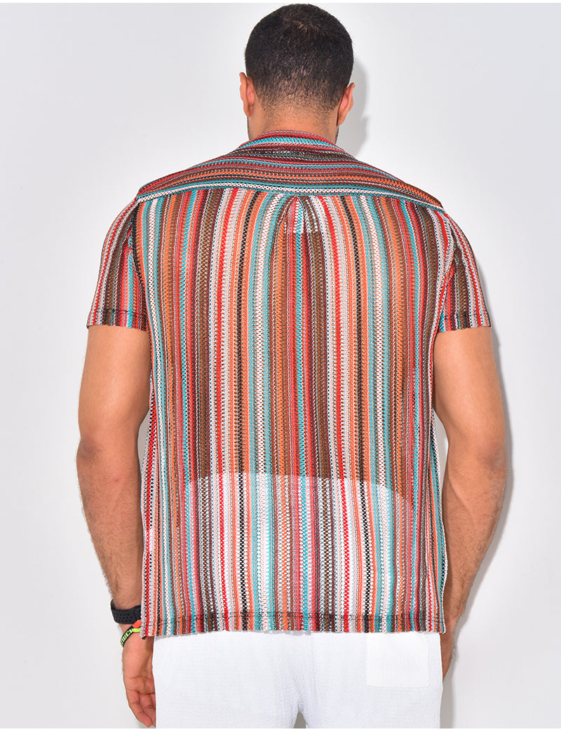 Chemise ajourée à rayures