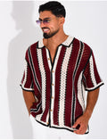 Chemise ajourée à rayures