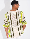 Chemise ajourée à rayures