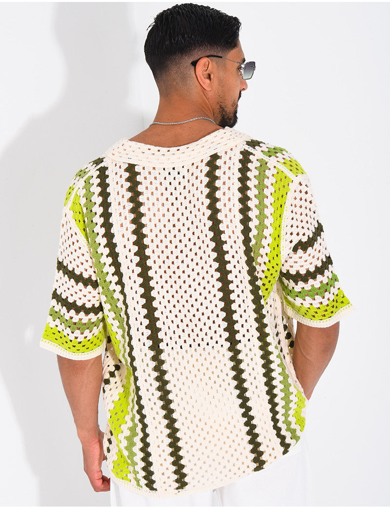 Chemise ajourée à rayures
