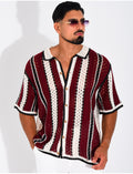 Chemise ajourée à rayures