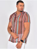 Chemise ajourée à rayures