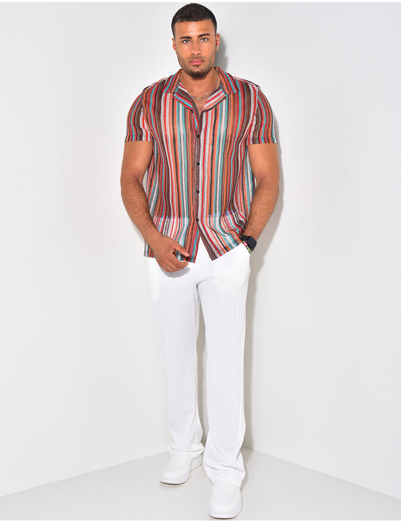 Chemise ajourée à rayures
