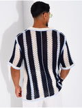 Chemise ajourée à rayures