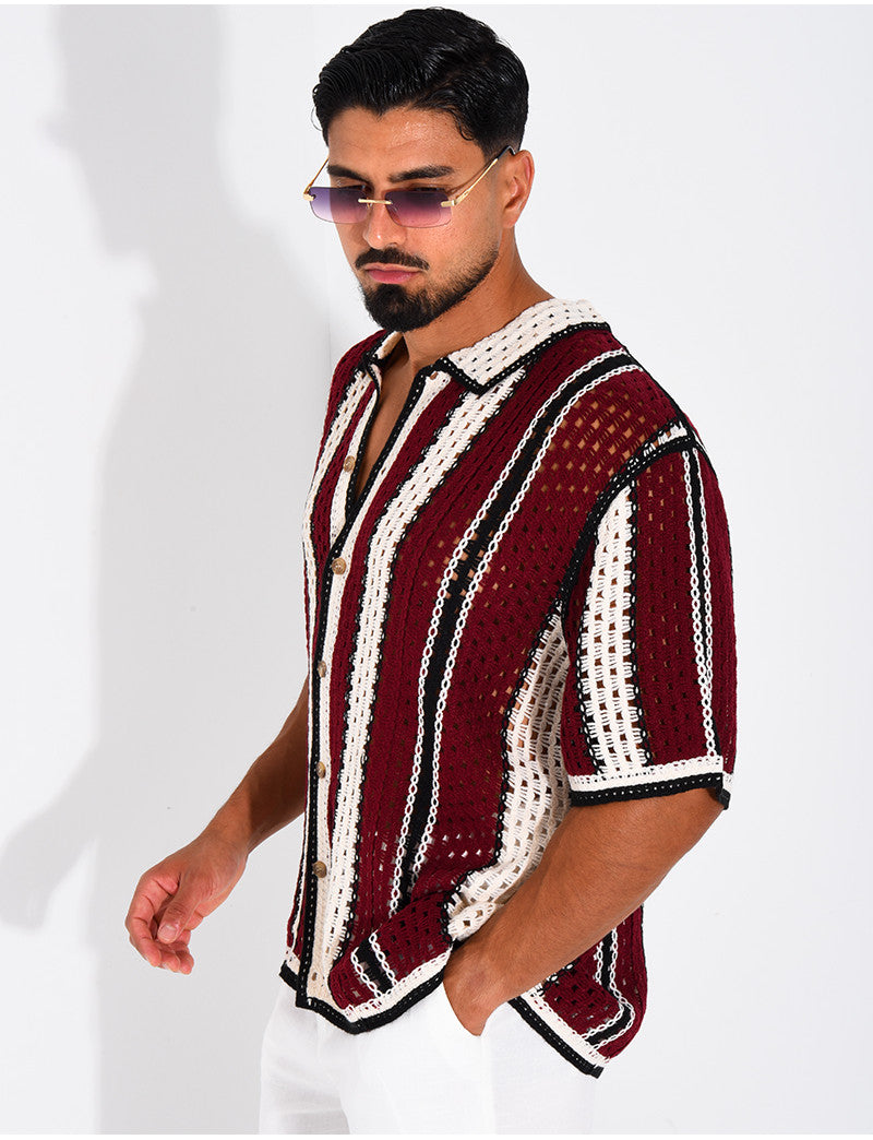 Chemise ajourée à rayures