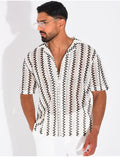 Chemise ajourée à rayures