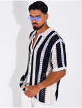 Chemise ajourée à rayures