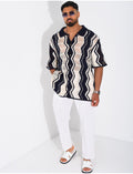 Chemise ajourée manches courtes à motifs