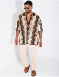 Chemise ajourée manches courtes à motifs