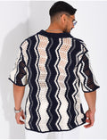 Chemise ajourée manches courtes à motifs